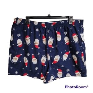 Old Navy Blue Santa Clause Printed Christmas Holiday Boxer Sleeping Shorts XXL